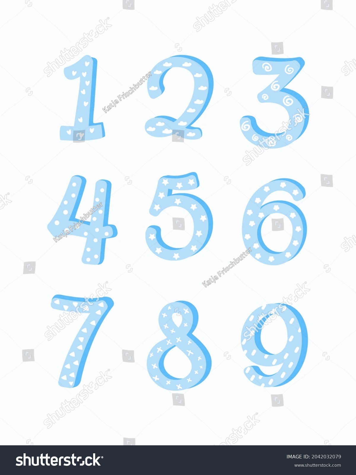 Set Cutecartoon Boy Numbers 1 10 Stock Vector (Royalty Free) 2042032079