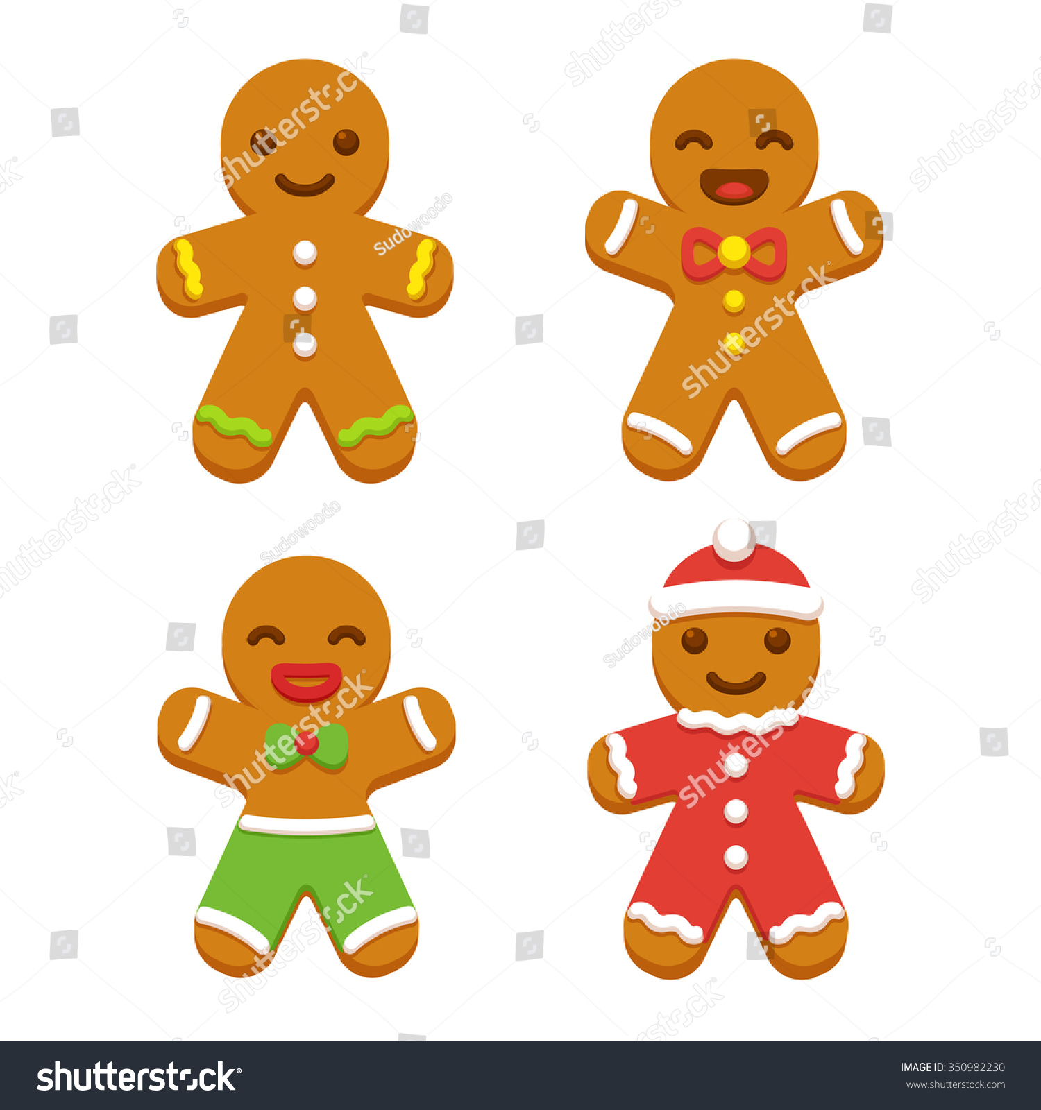 Set Cute Cartoon Gingerbread Man Cookies Stock Vector (Royalty Free ...