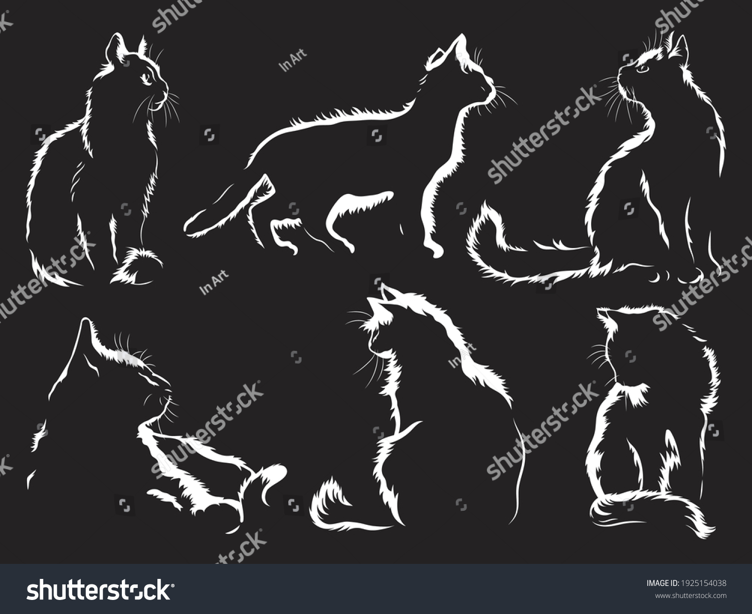 Set Cute Cat Figures Collection Home Stock Vector (Royalty Free ...