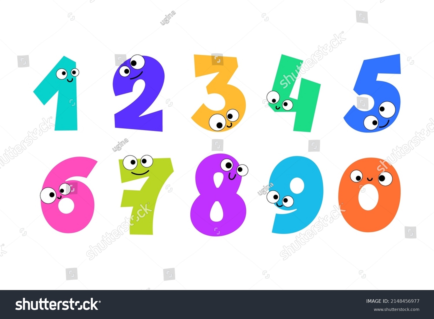 Set Cute Colorful Numbers Cartoon Characters Stock Vector (Royalty Free ...