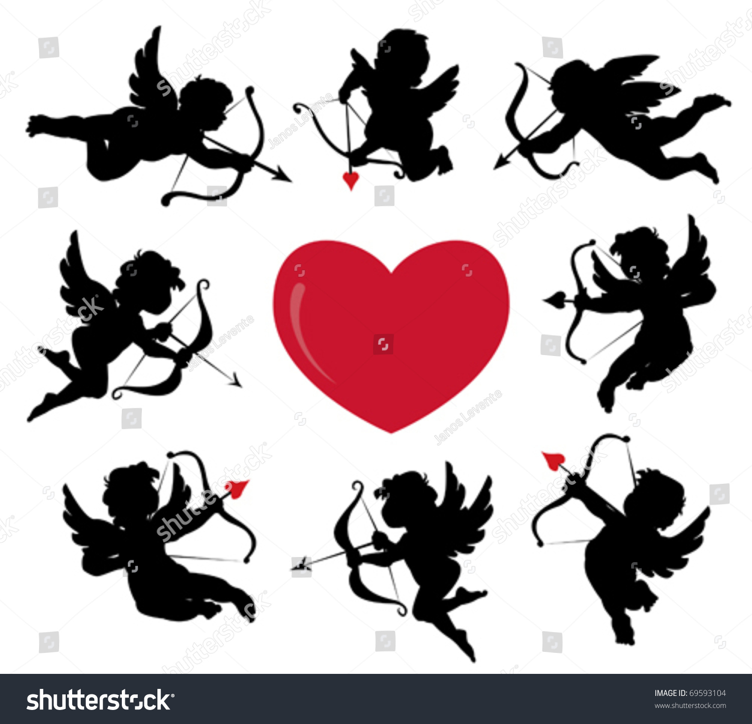 SVG of set of cute cupid silhouettes svg