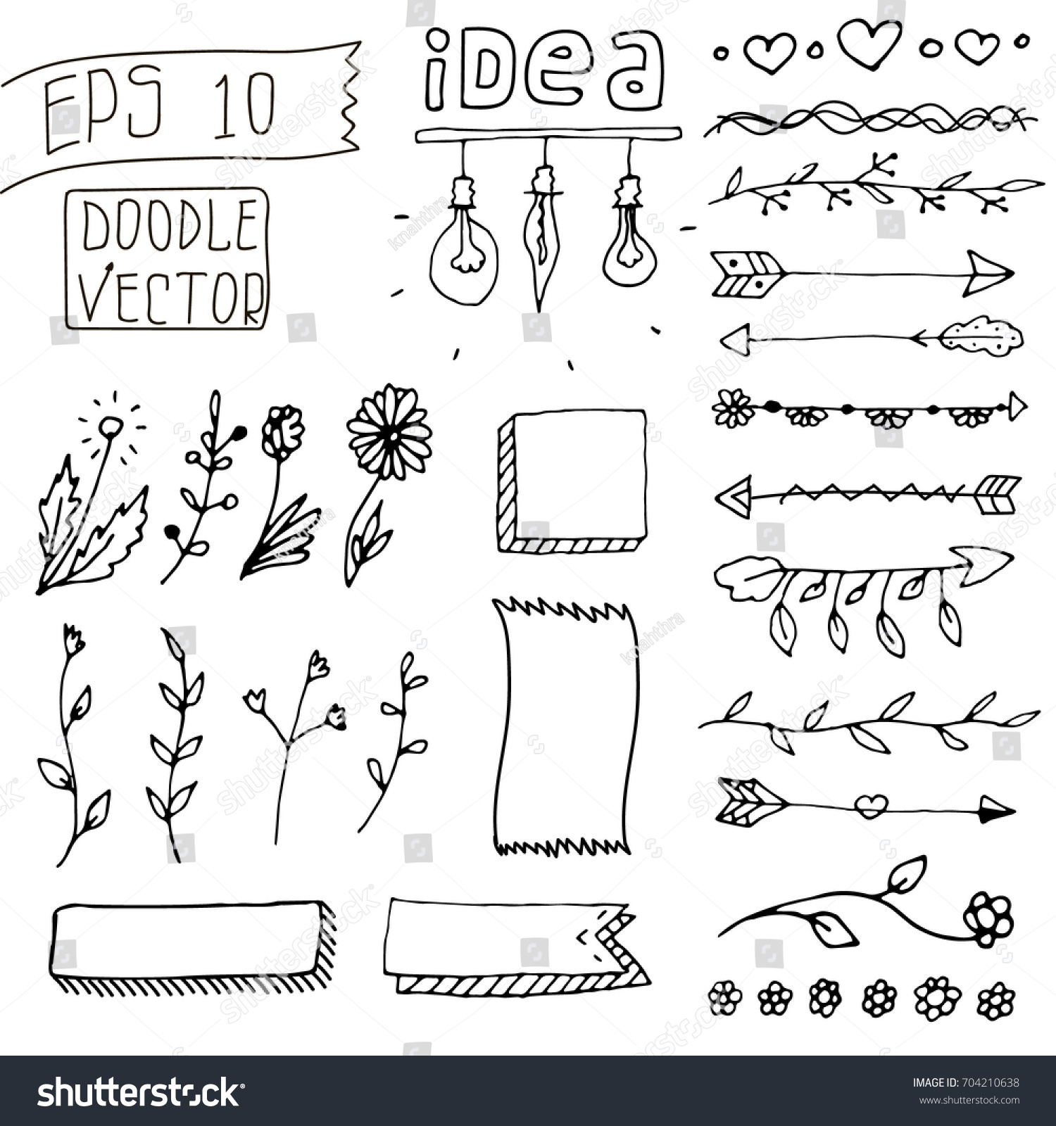 Set Cute Hand Drawn Vintage Doodle Stock Vector Royalty Free