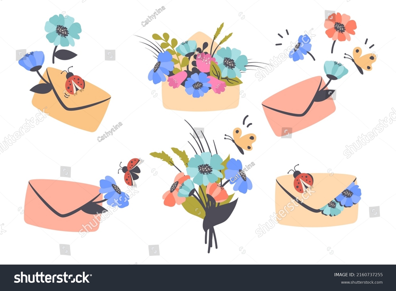 set-cute-mail-envelope-greeting-message-stock-vector-royalty-free