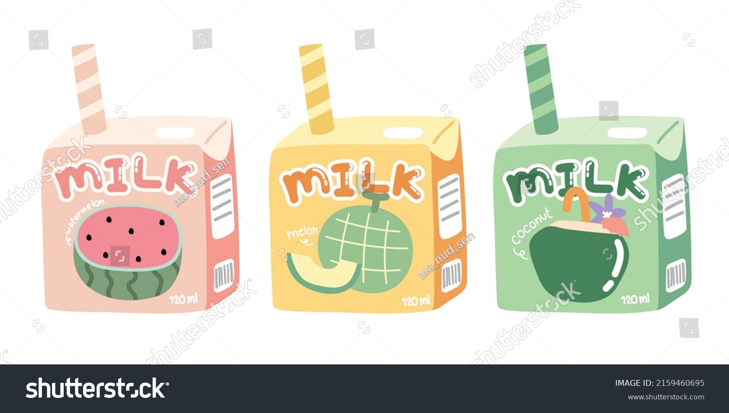 Set Cute Milk Box Cartoon On Stock Vector Royalty Free 2159460695 Shutterstock