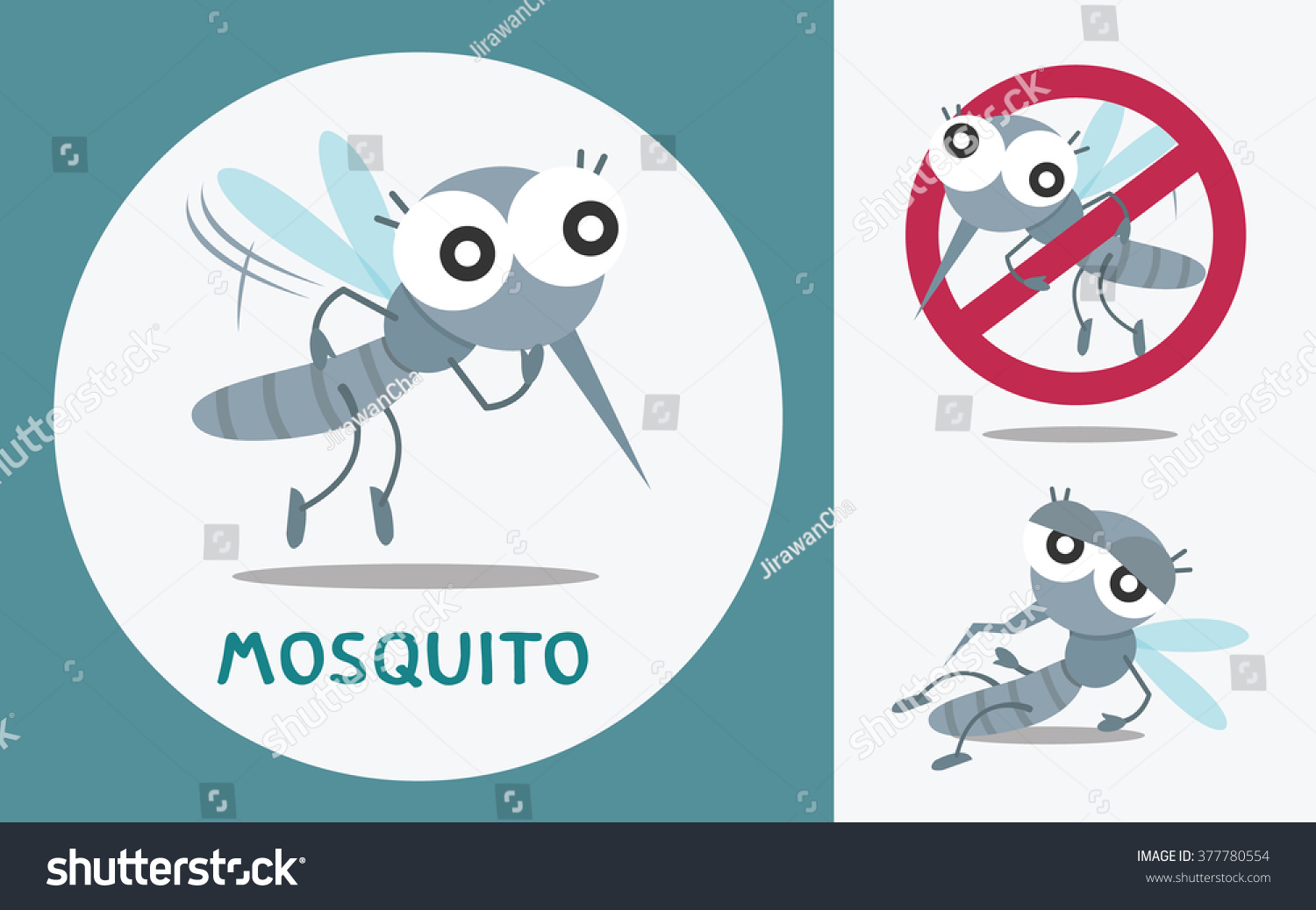 Set Cute Mosquito Vector Illustration Stock Vector (Royalty Free) 377780554