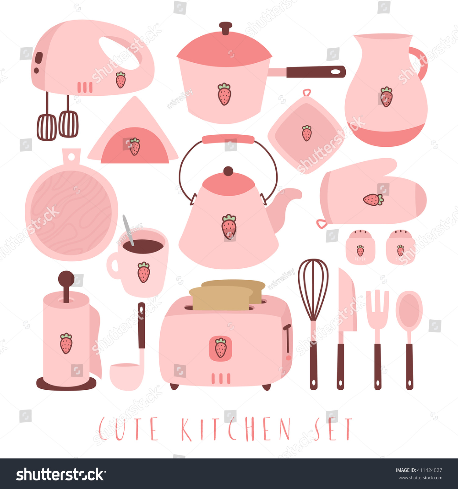 pastel kitchen utensil set