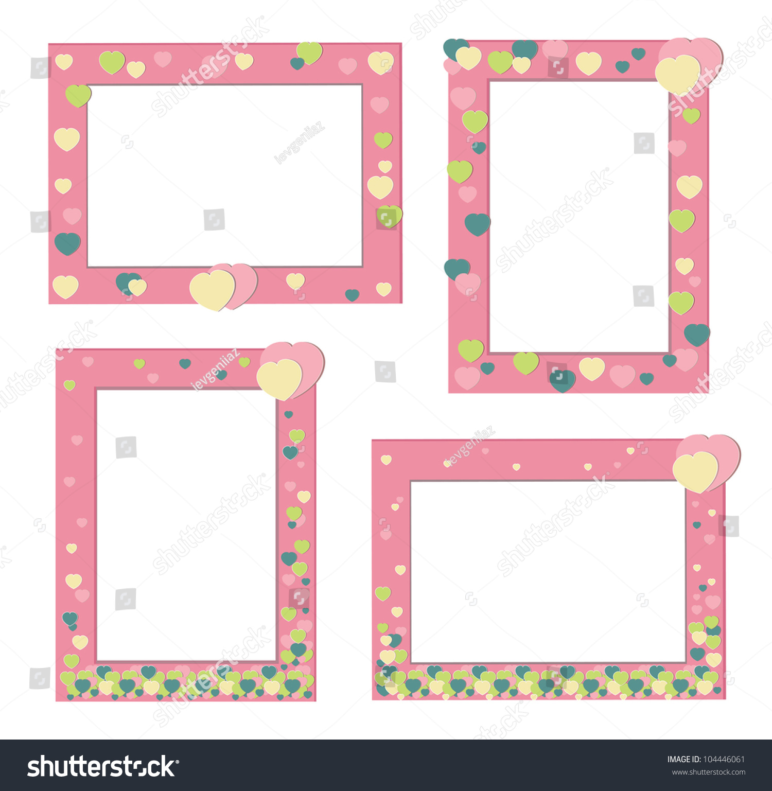 set cute pink frames decorated hearts stock vector royalty free