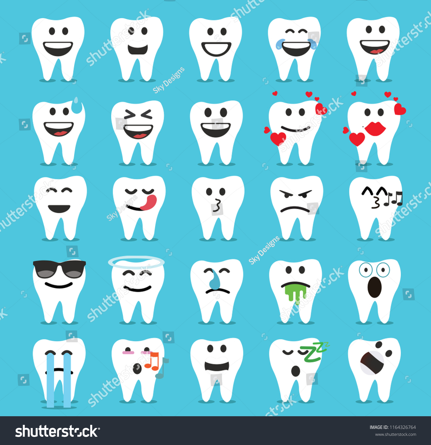 set-cute-tooth-cartoon-charactersemoticons-stock-vector-royalty-free