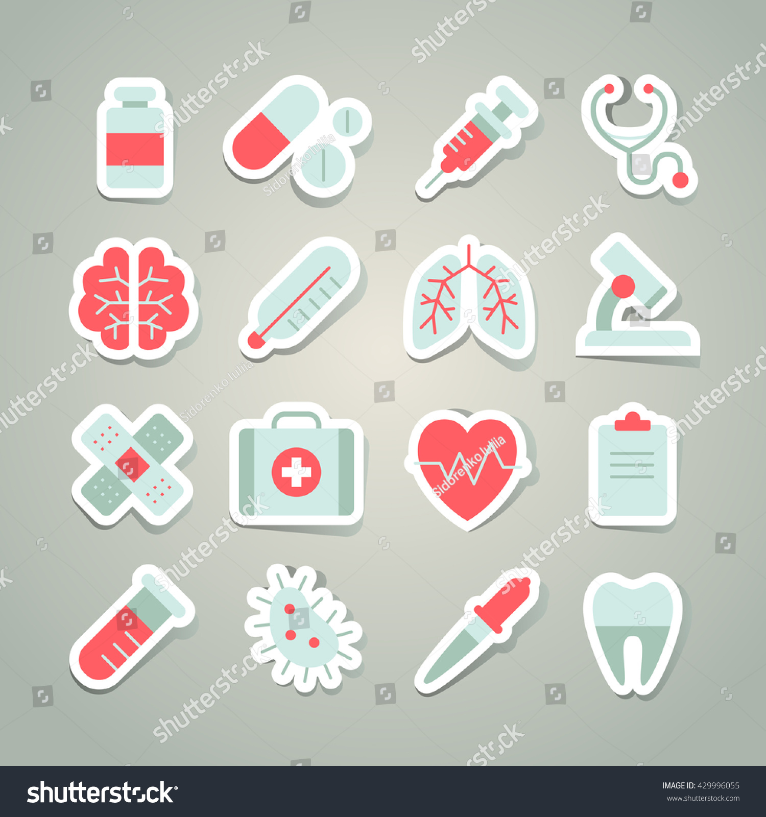 Set Cute Vector Medical Stickers Stock Vector 429996055 - Shutterstock