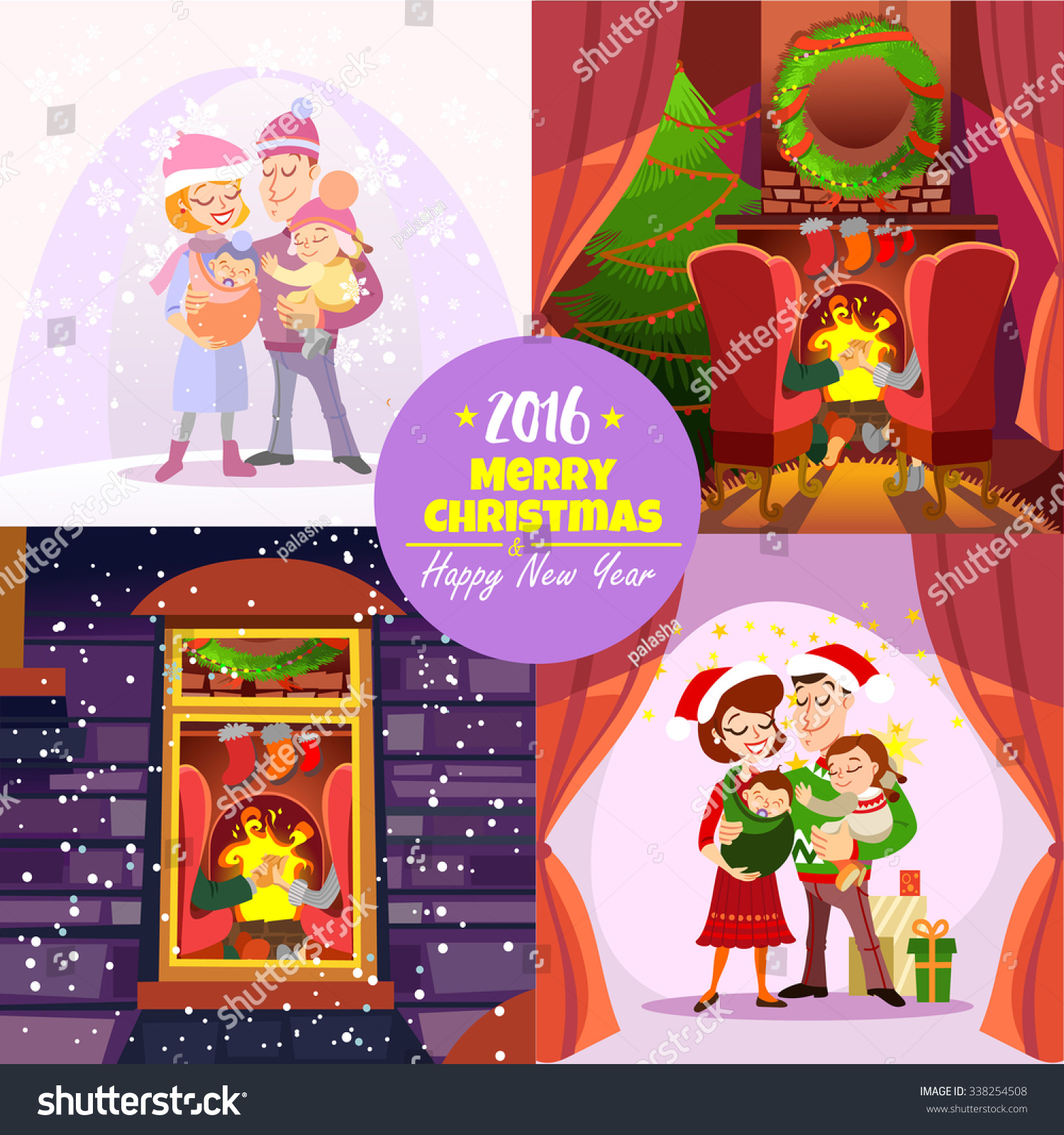 stock vector set of cute vintage traditional christmas and happy new year templates printable cards set vector