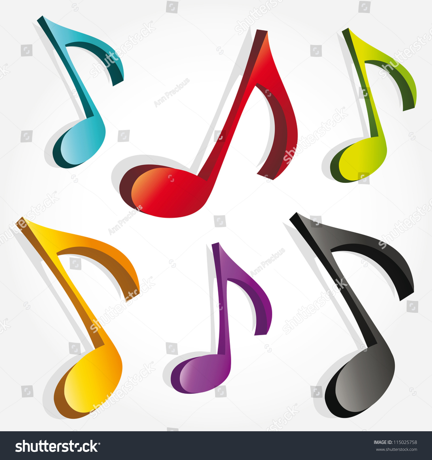 Set Of 3d Colorful Music Notes Stock Vector Illustration 115025758 ...