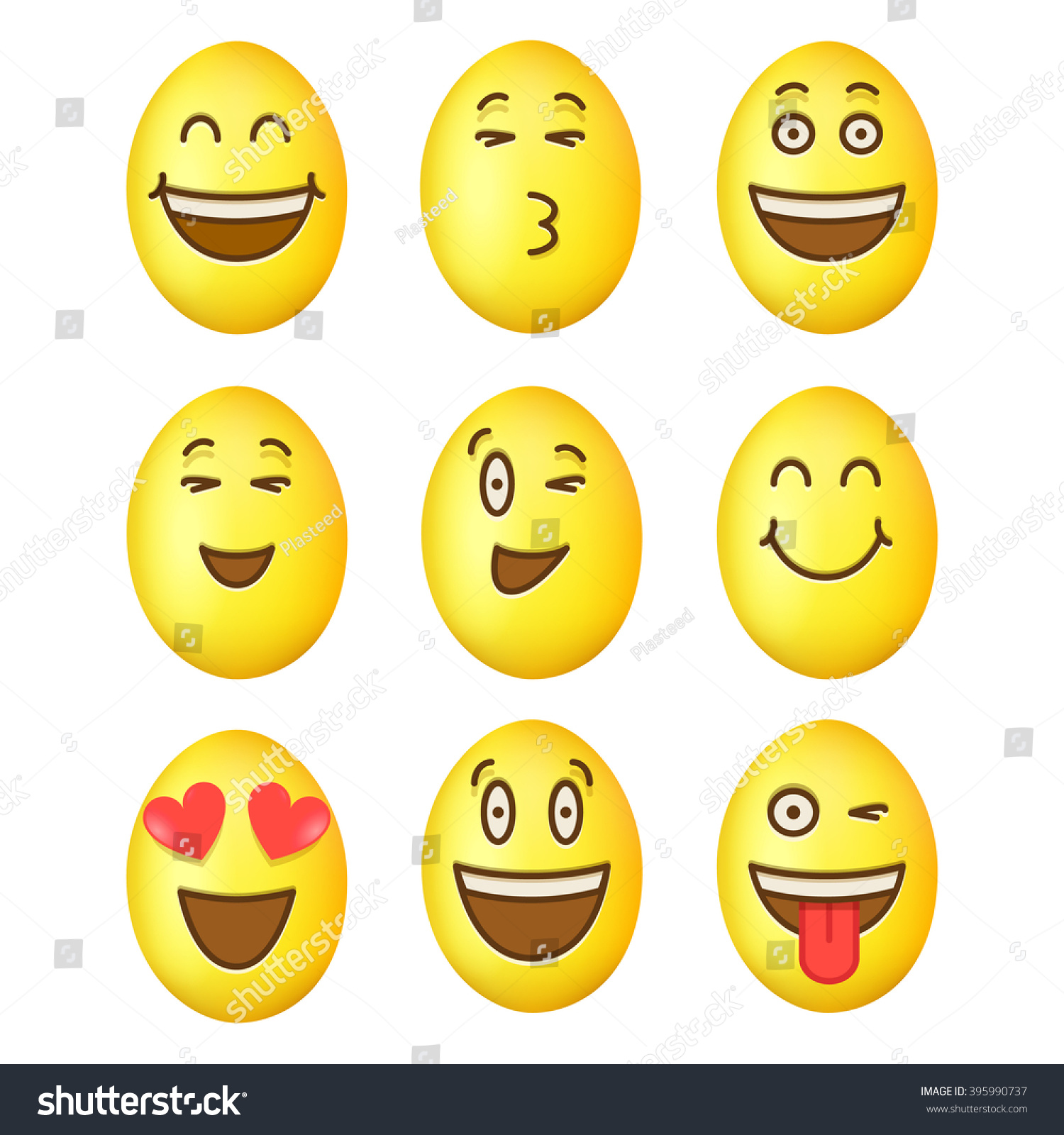 Set 3d Easter Eggs Emoticons Stock Vector (Royalty Free) 395990737 ...