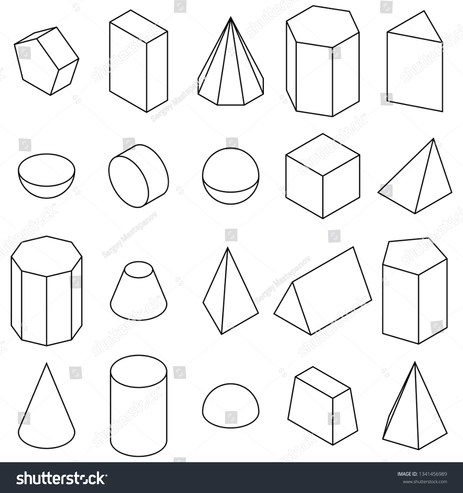 Set 3d Geometric Shapes Isometric Views Stock Vector (Royalty Free ...