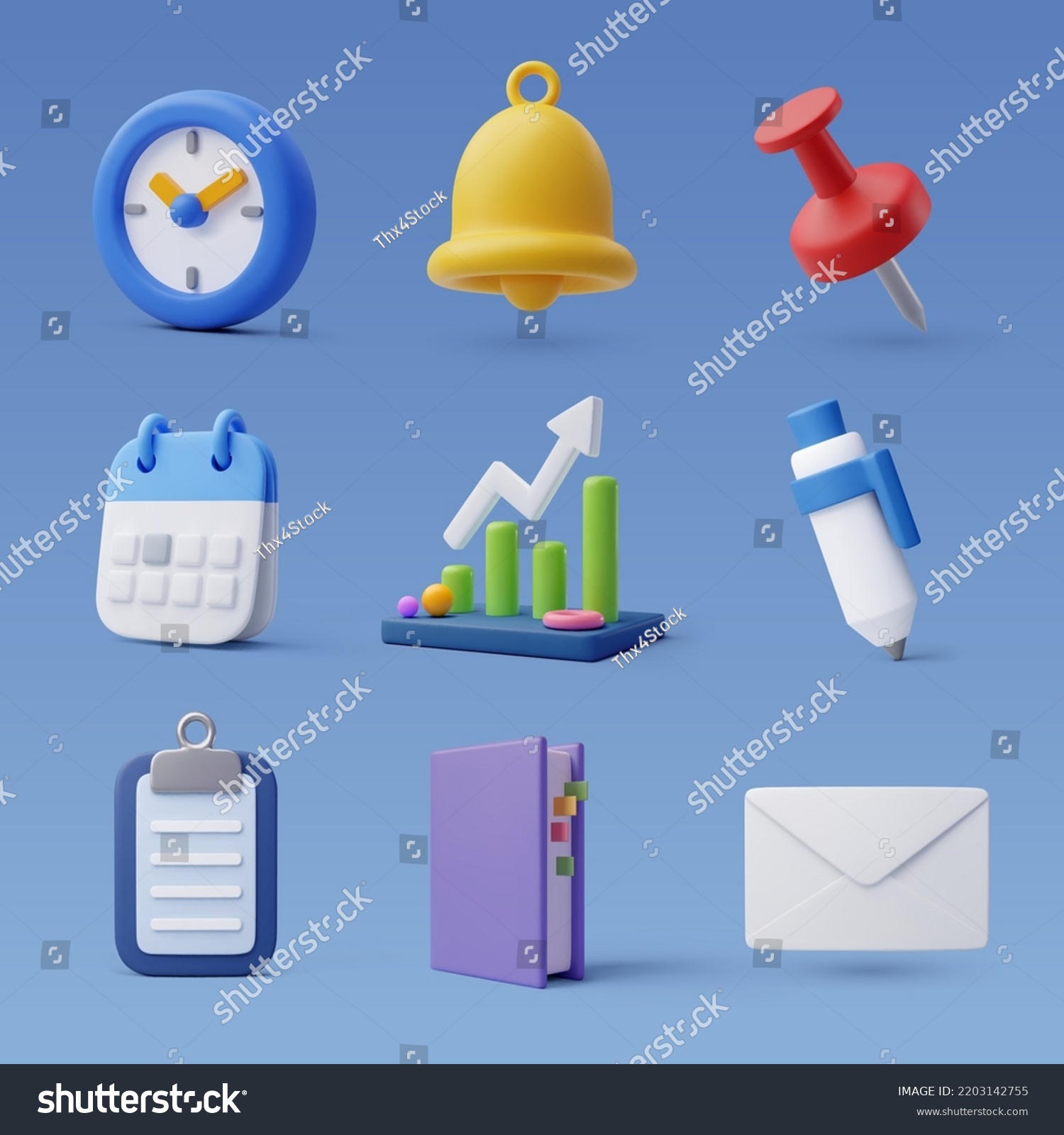 SVG of Set of 3d office icon, Business and finance concept. Eps 10 Vector. svg