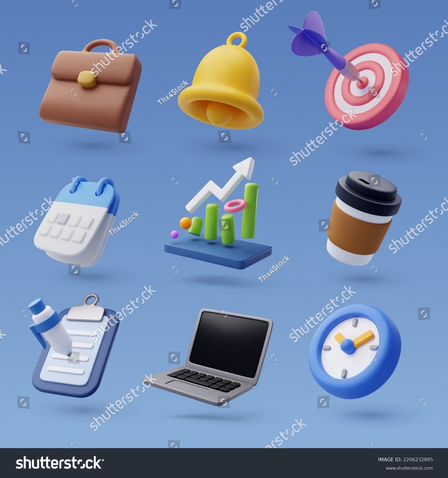 SVG of Set of 3d office icon, Business and finance concept. Eps 10 Vector. svg