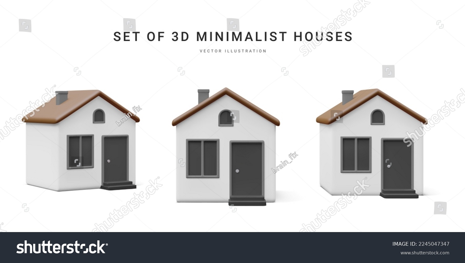 SVG of Set of 3d realistic homes isolated on light background. Real estate, mortgage, loan concept. House icons in cartoon minimal style. Vector illustration svg