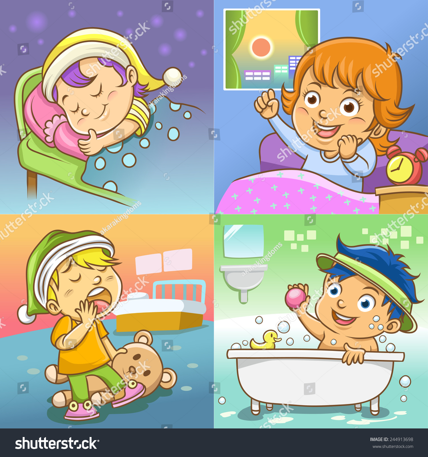 Set Daily Activities Cartoon Stock Vector Royalty Free 244913698