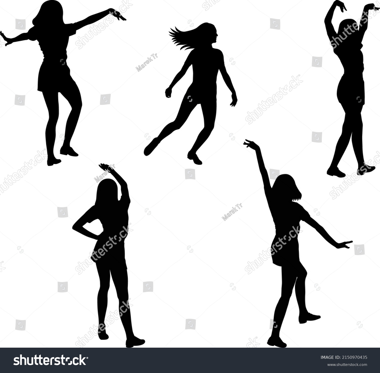 Set Dancing Woman Silhouettes Stock Vector Royalty Free 2150970435 Shutterstock 4229