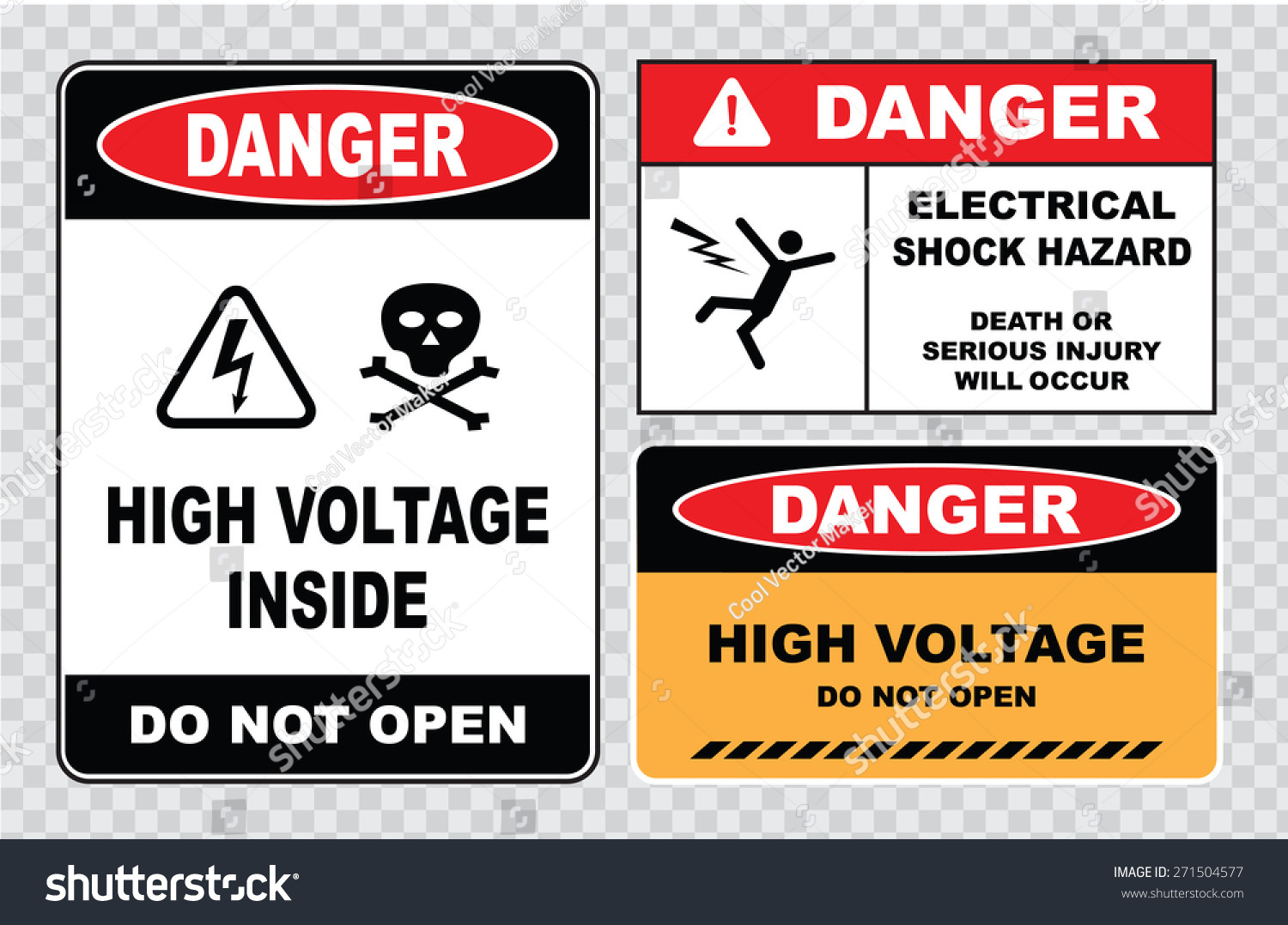 Set Danger High Voltage Signs Danger Stock Vector 271504577 - Shutterstock