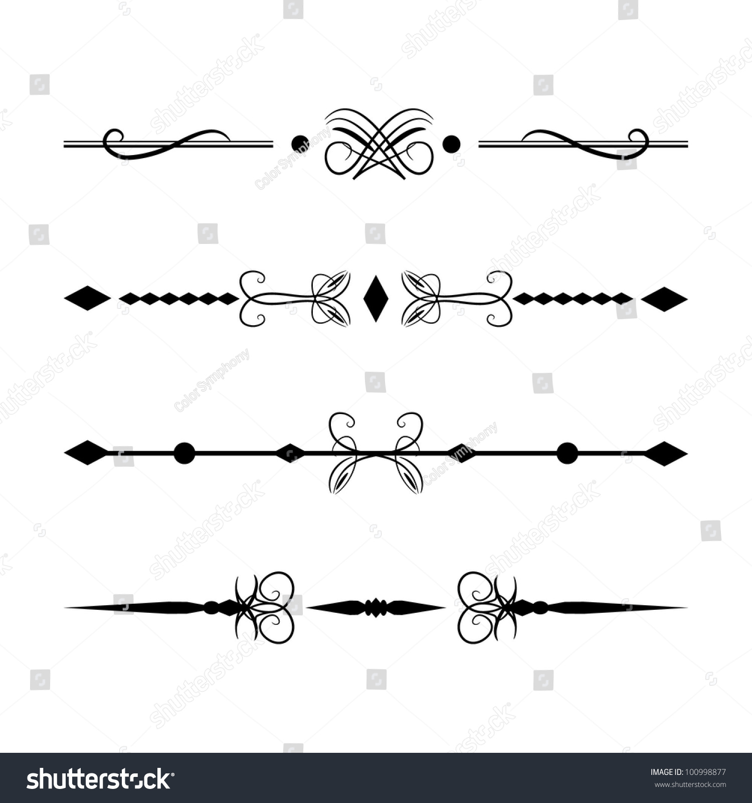 Set Of Decorative Dividers Stock Vector Illustration 100998877 ...