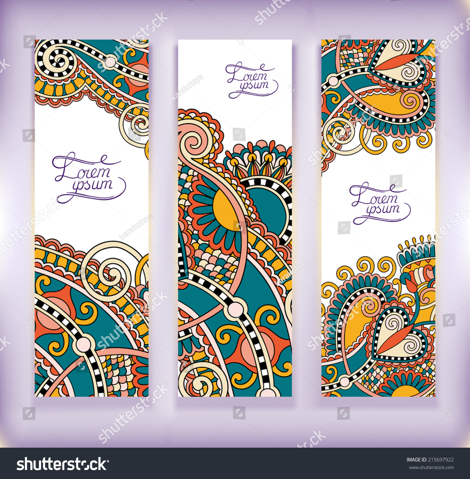 Set Decorative Flower Template Banner Card Stock Vector (Royalty Free ...