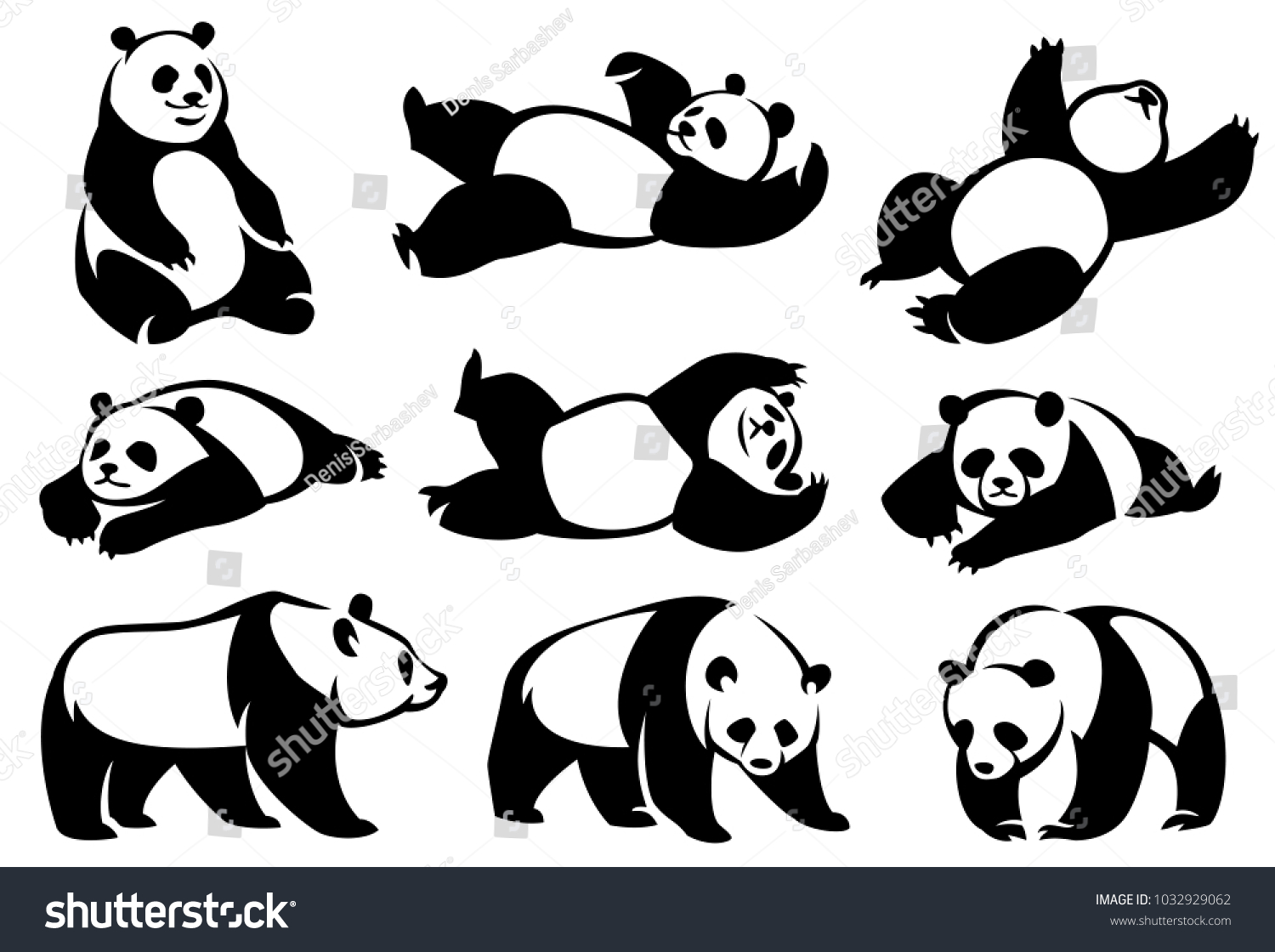 SVG of Set of decorative illustrations pandas. svg