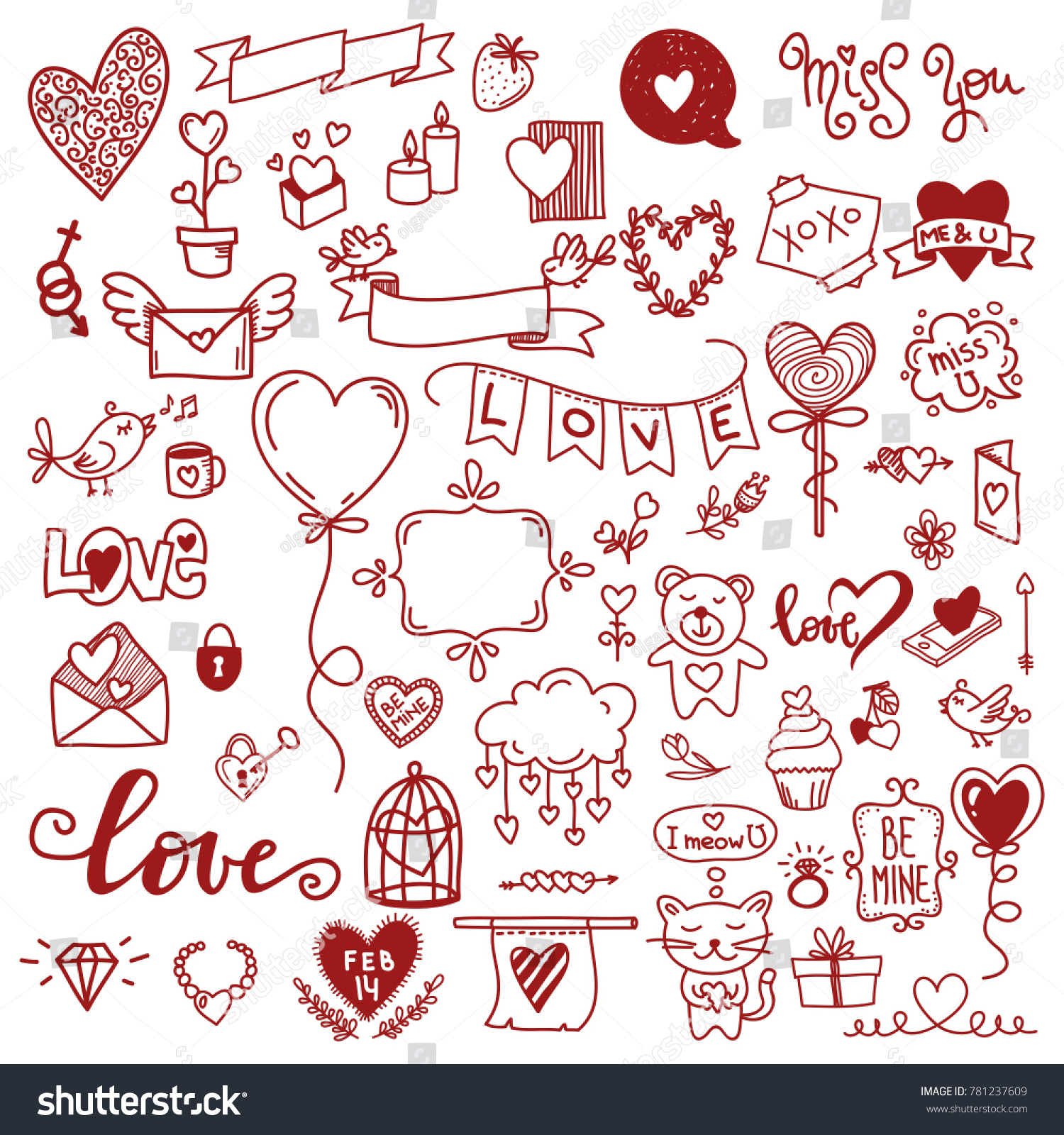 Set Decorative Love Elements Patterns Design Stock Vector (royalty Free 