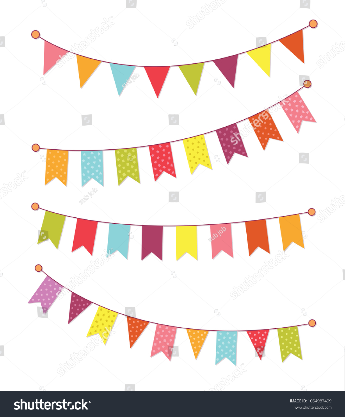 Set Decorative Party Pennants Different Sizes Stock Vector (Royalty ...