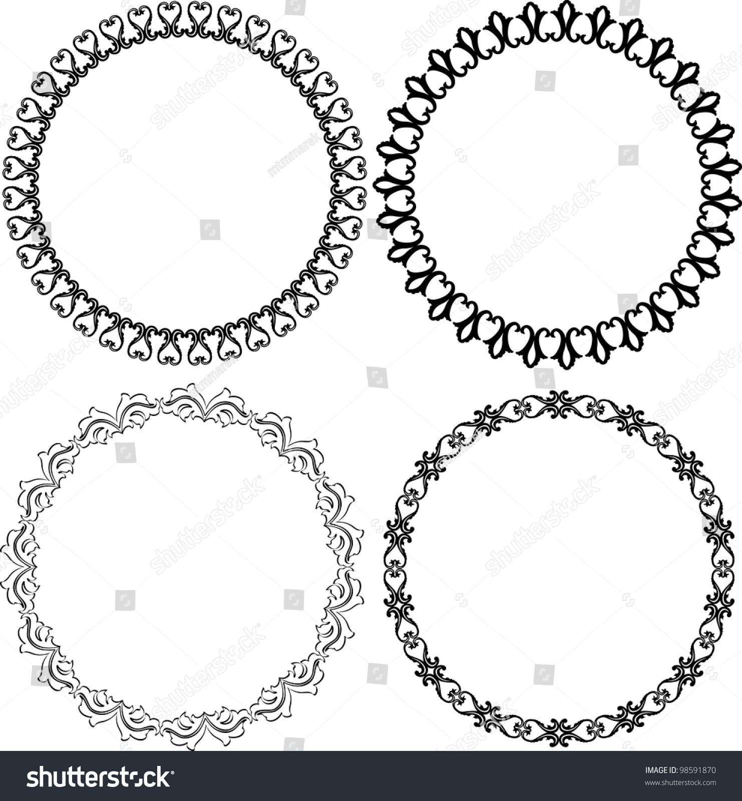 Set Of Decorative Round Frames Stock Vector Illustration 98591870 ...