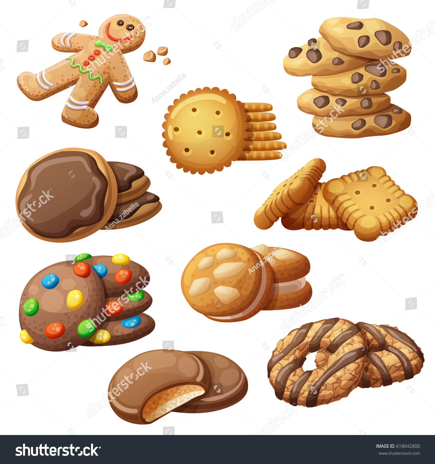 SVG of Set of delicious cookies. Cartoon vector illustration. Food sweet icons isolated on white background svg