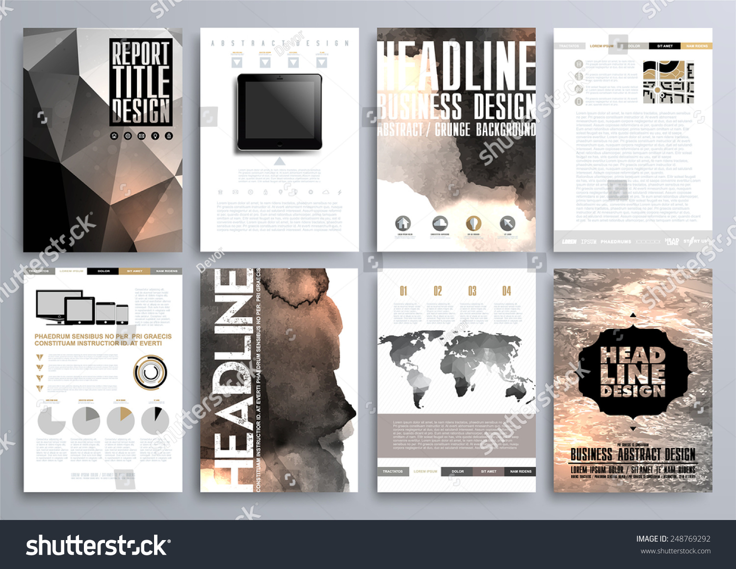 Set Design Templates Brochures Flyers Mobile Stock Vector Royalty Free