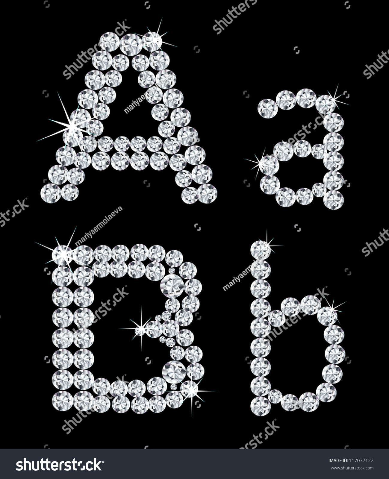 Set Diamond Alphabetic Letters Vector Illustration Stock Vector ...