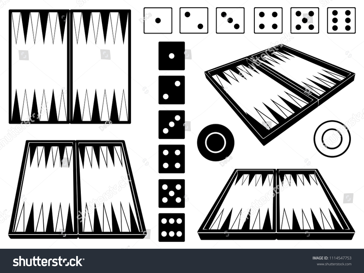 SVG of Set of different backgammon boards isolated on white svg