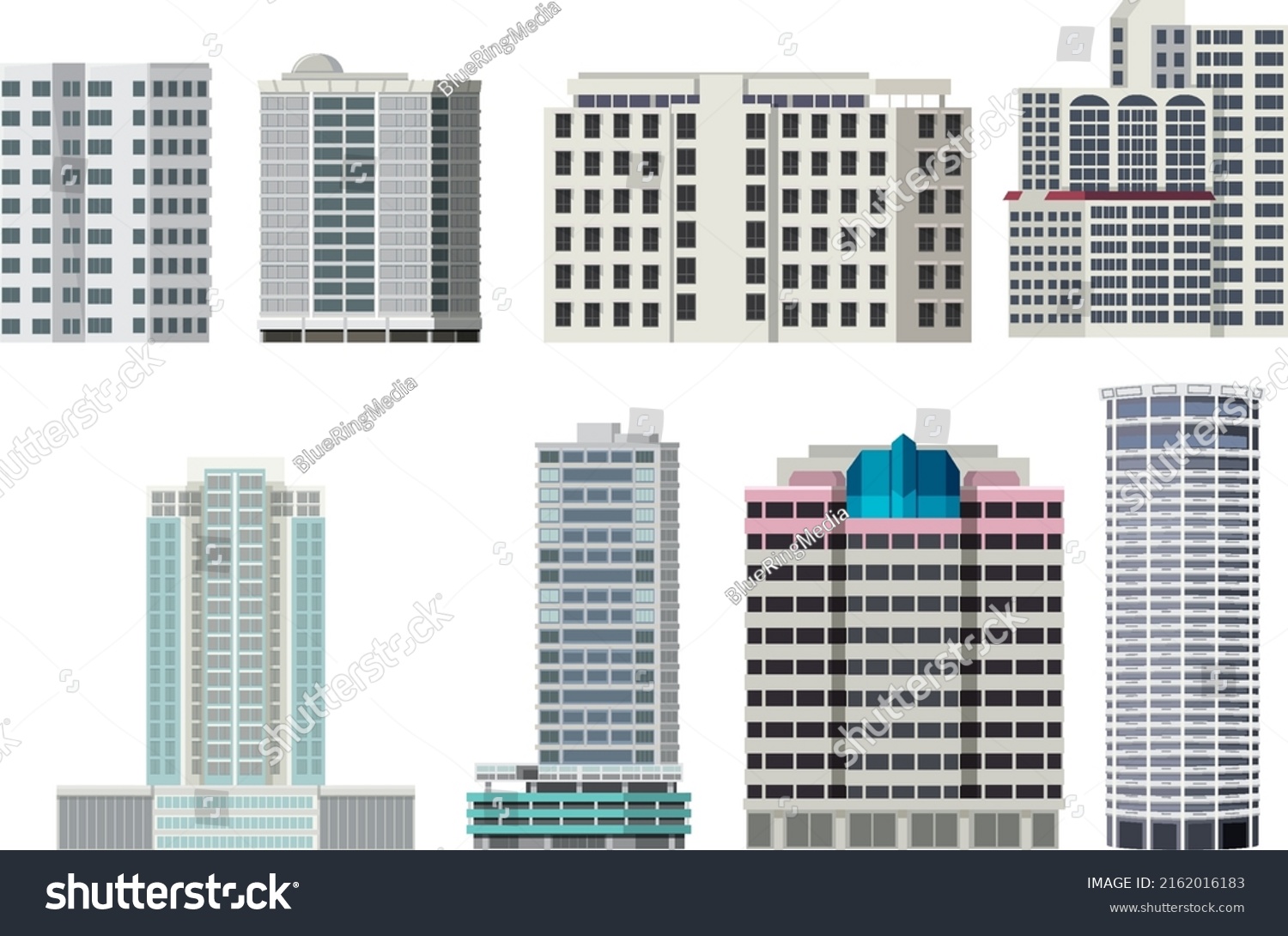 Set Different City Skyscraper Buildings Illustration Stock Vector ...