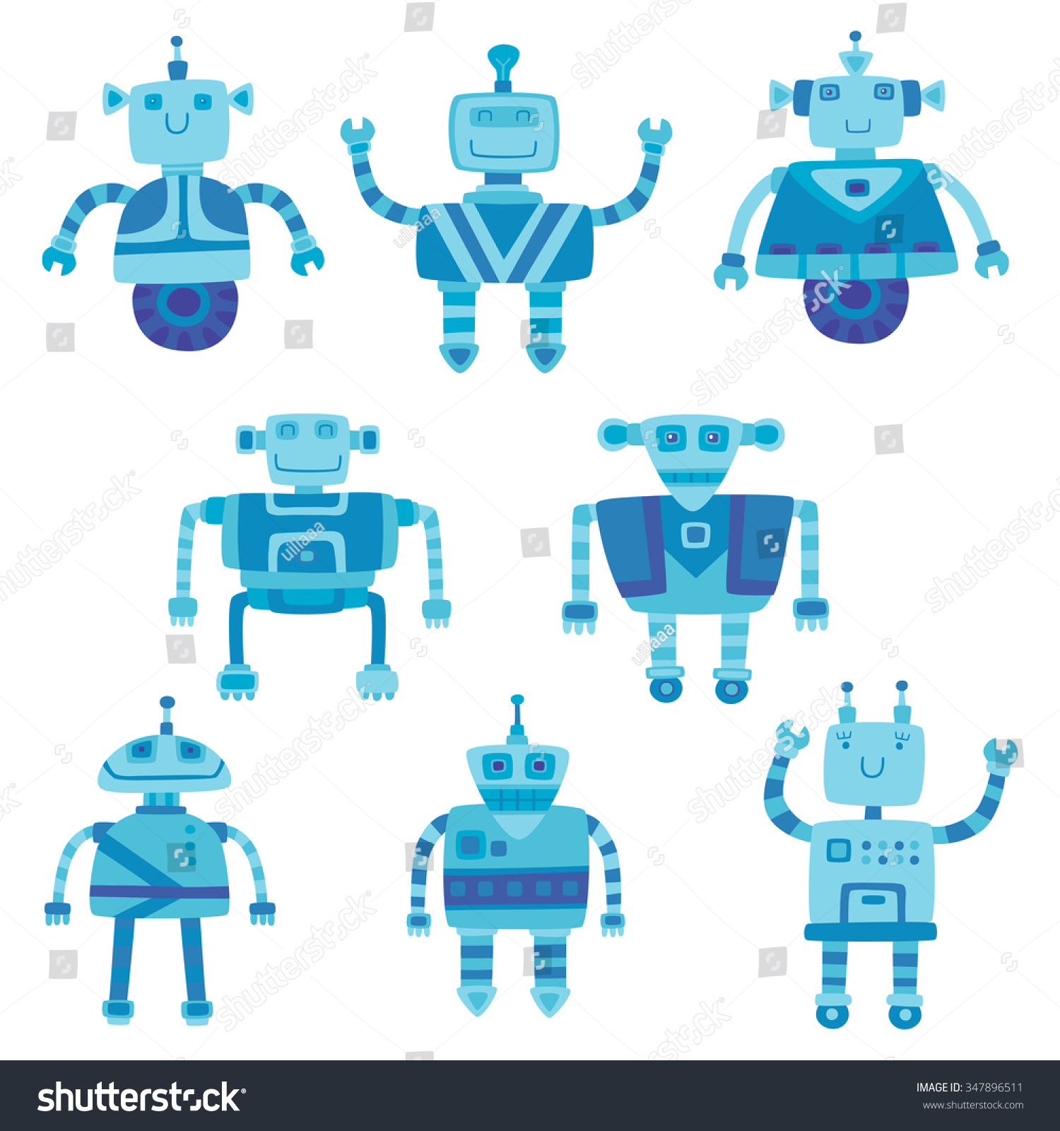 Set Different Color Cute Robots Vector Stock Vector (Royalty Free ...