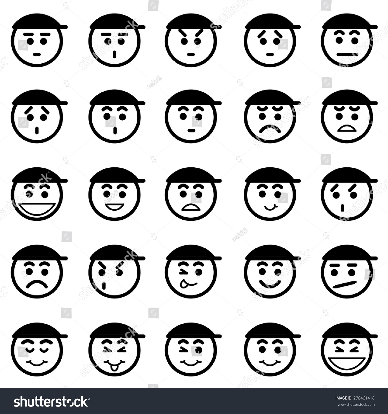 Set Of Different Face. Emotion Icons Representing Lots Of Reactions ...