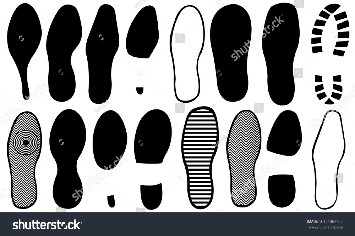 Set Different Footprints Stock Vector 161367722 - Shutterstock
