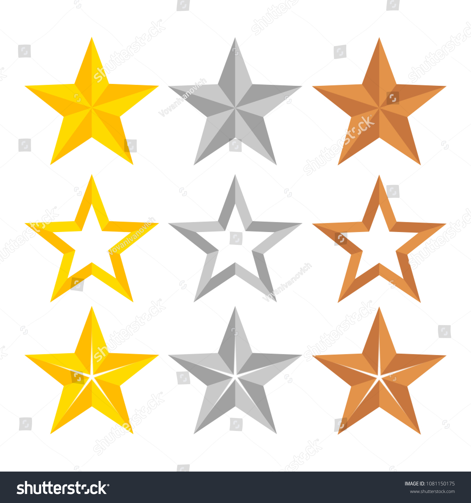 Set Different Gold Silver Bronze Ranking Stock Vector (Royalty Free ...