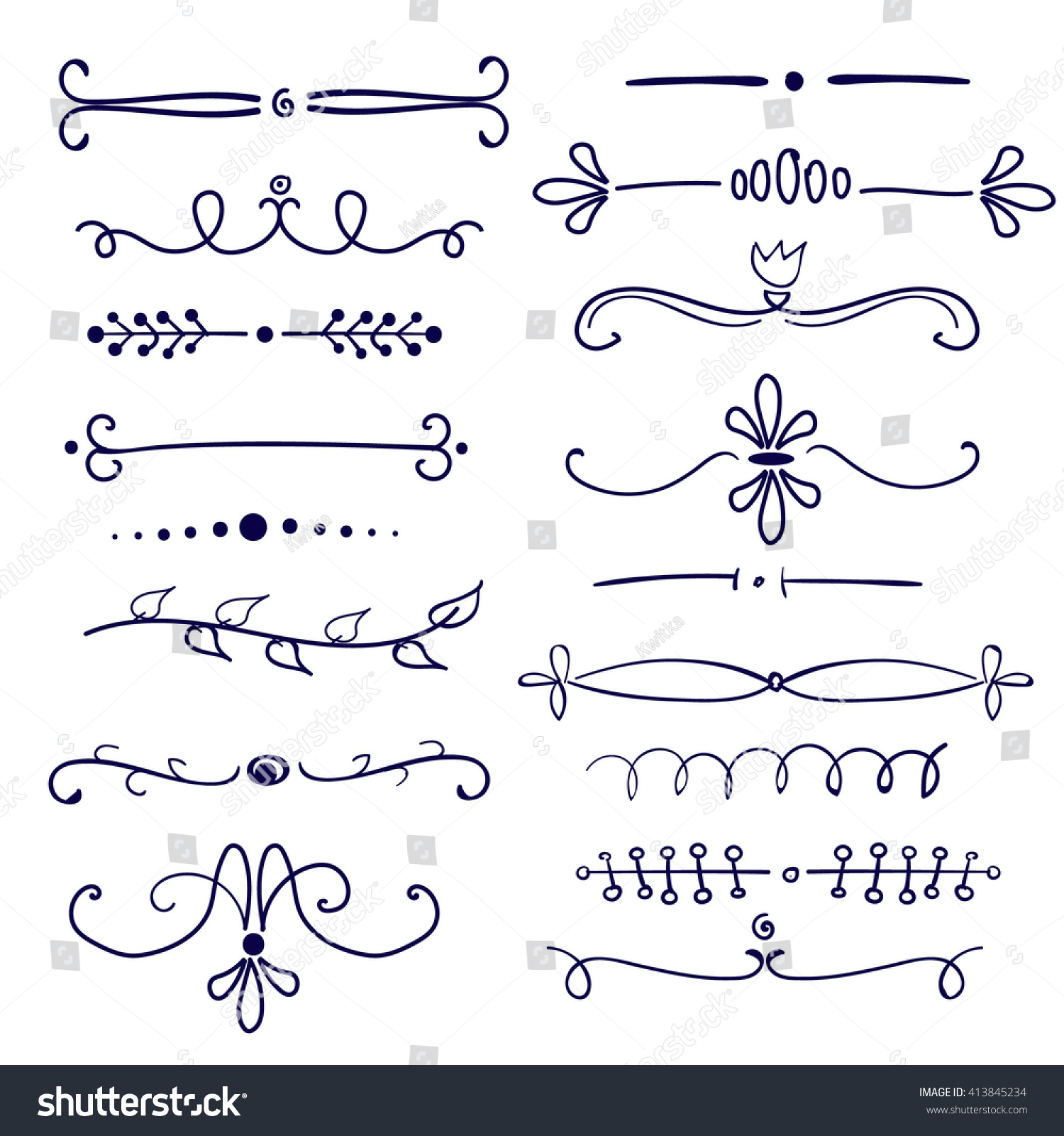 Set Different Hand Drawn Text Dividers Stock Vector 413845234 ...