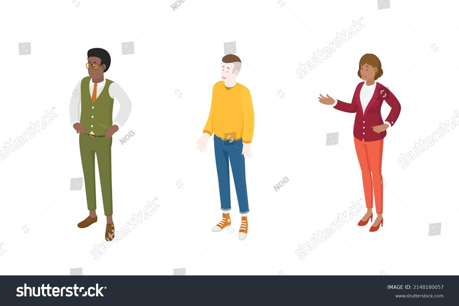 Set Different Isometric People On White Stock Vector (Royalty Free ...