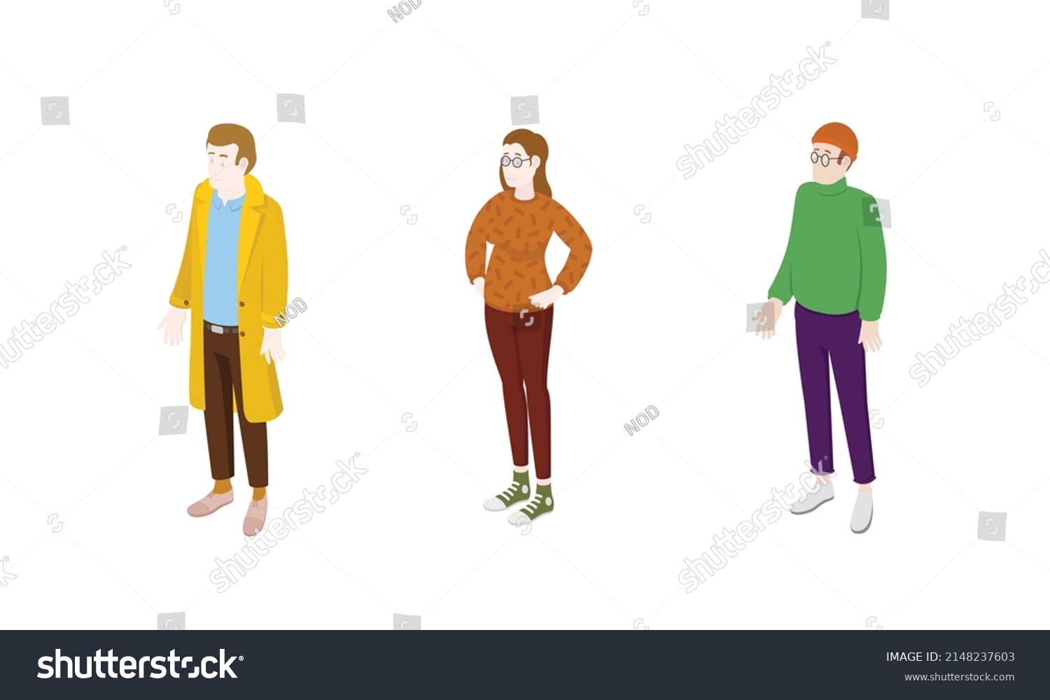 Set Different Isometric People On White Stock Vector (Royalty Free ...