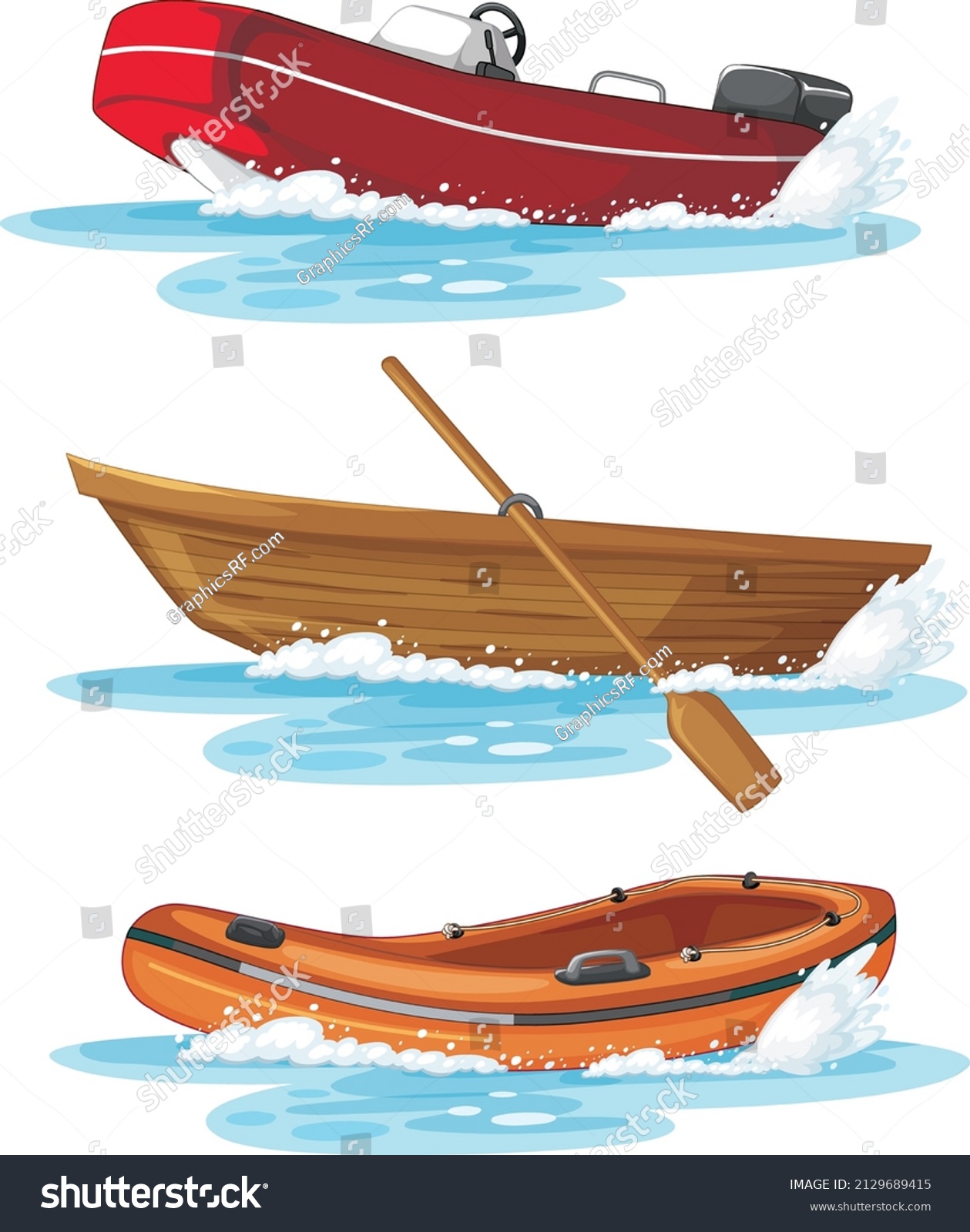 Set Different Kinds Boats Ships Isolated Stock Vector (Royalty Free ...