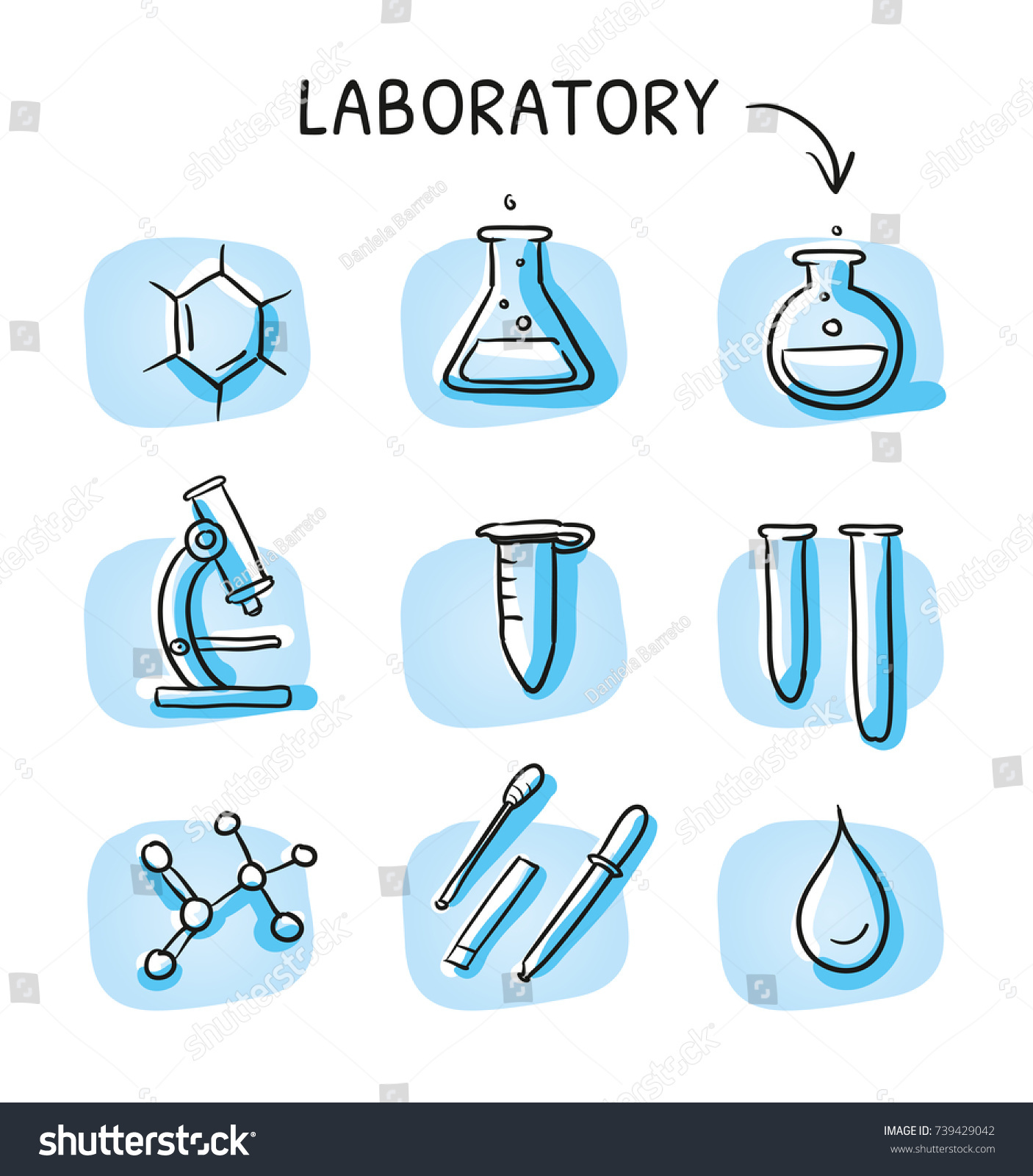 Set Different Laboratory Science Icons Info Stock Vector Royalty Free Shutterstock