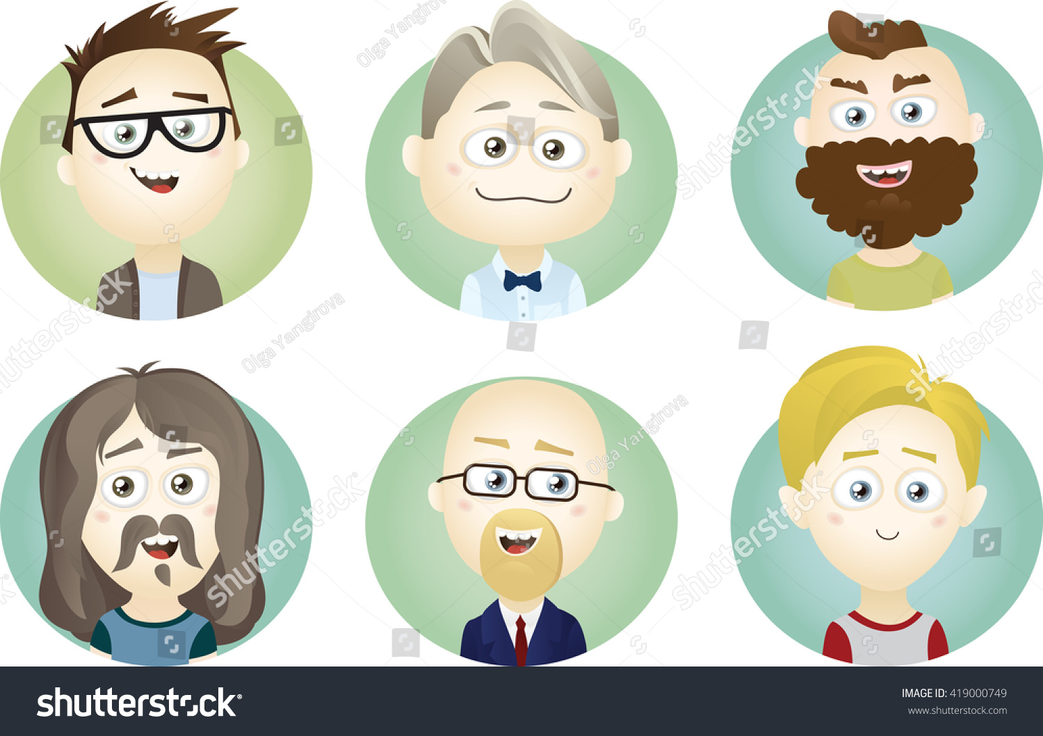 Set Different Man Avatars Eps10 Stock Vector Royalty Free 419000749 Shutterstock