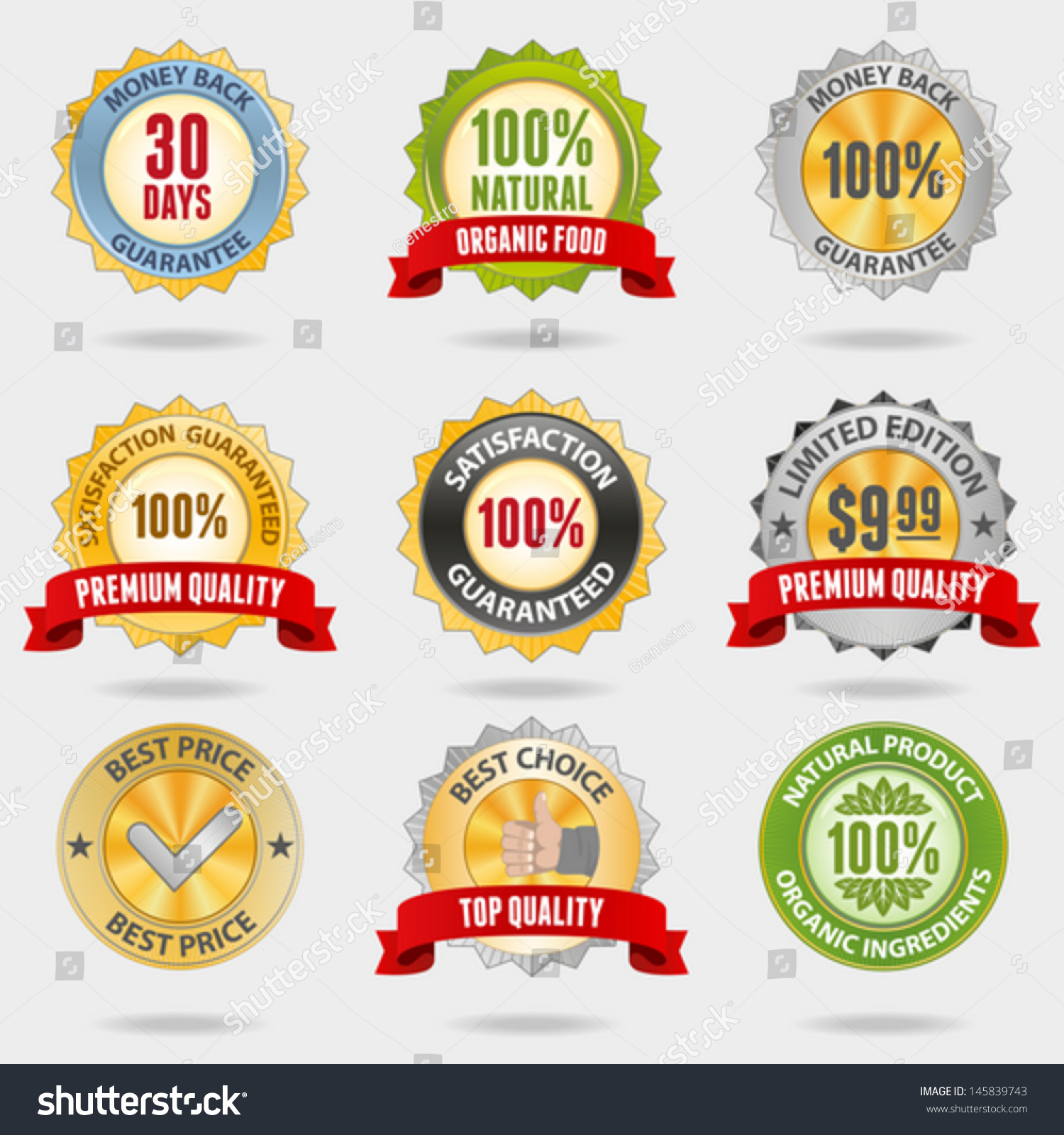 Set Of Different Shiny Badges Stock Vector Illustration 145839743 ...