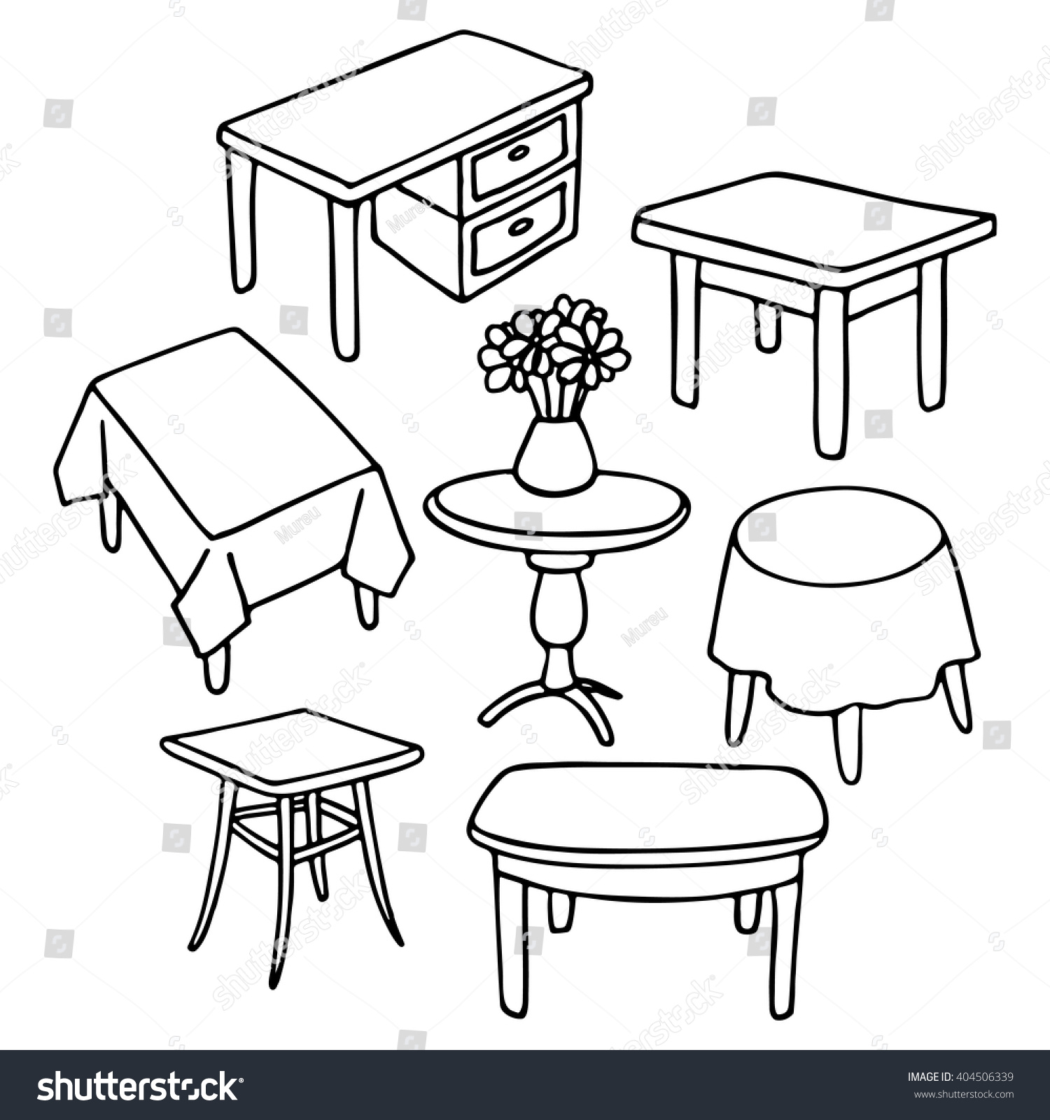 Set Different Tables Set Simple Line Stock Vector ...
