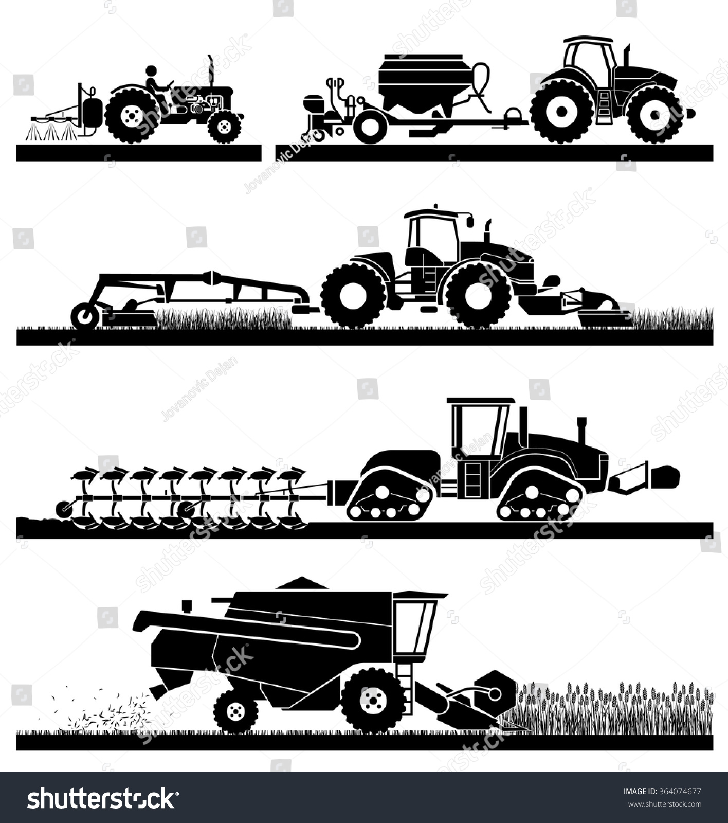 Set Different Types Agricultural Vehicles Machines Stock Vector ...