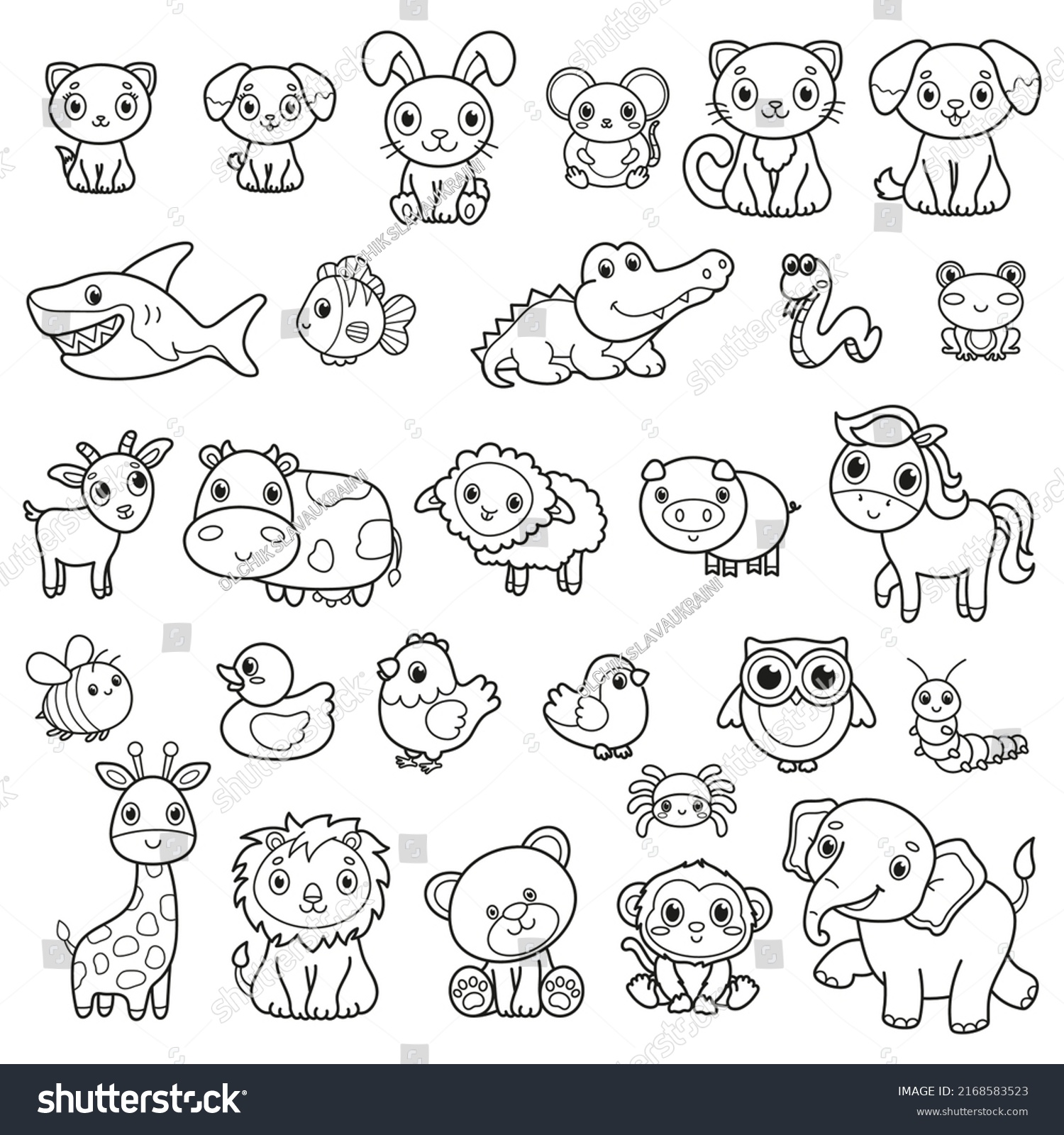 Set Different Types Animals Domestic Animals Stock Vector (Royalty Free ...