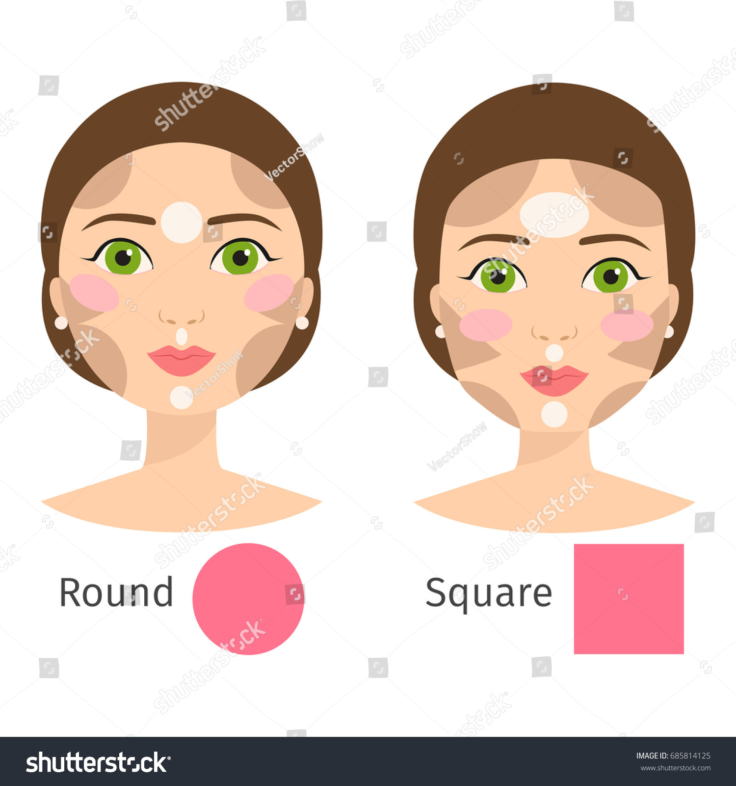 Set Different Woman Face Types Vector Stock Vector (royalty Free 