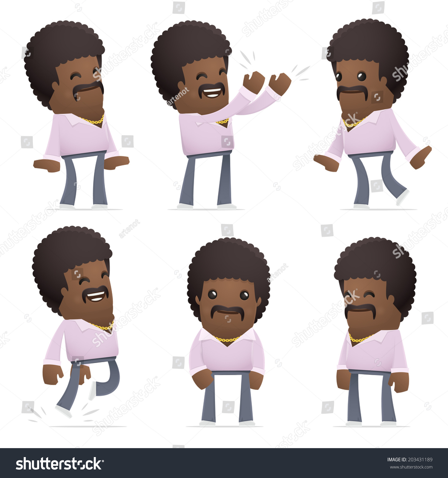 SVG of set of disco man character in different interactive  poses svg